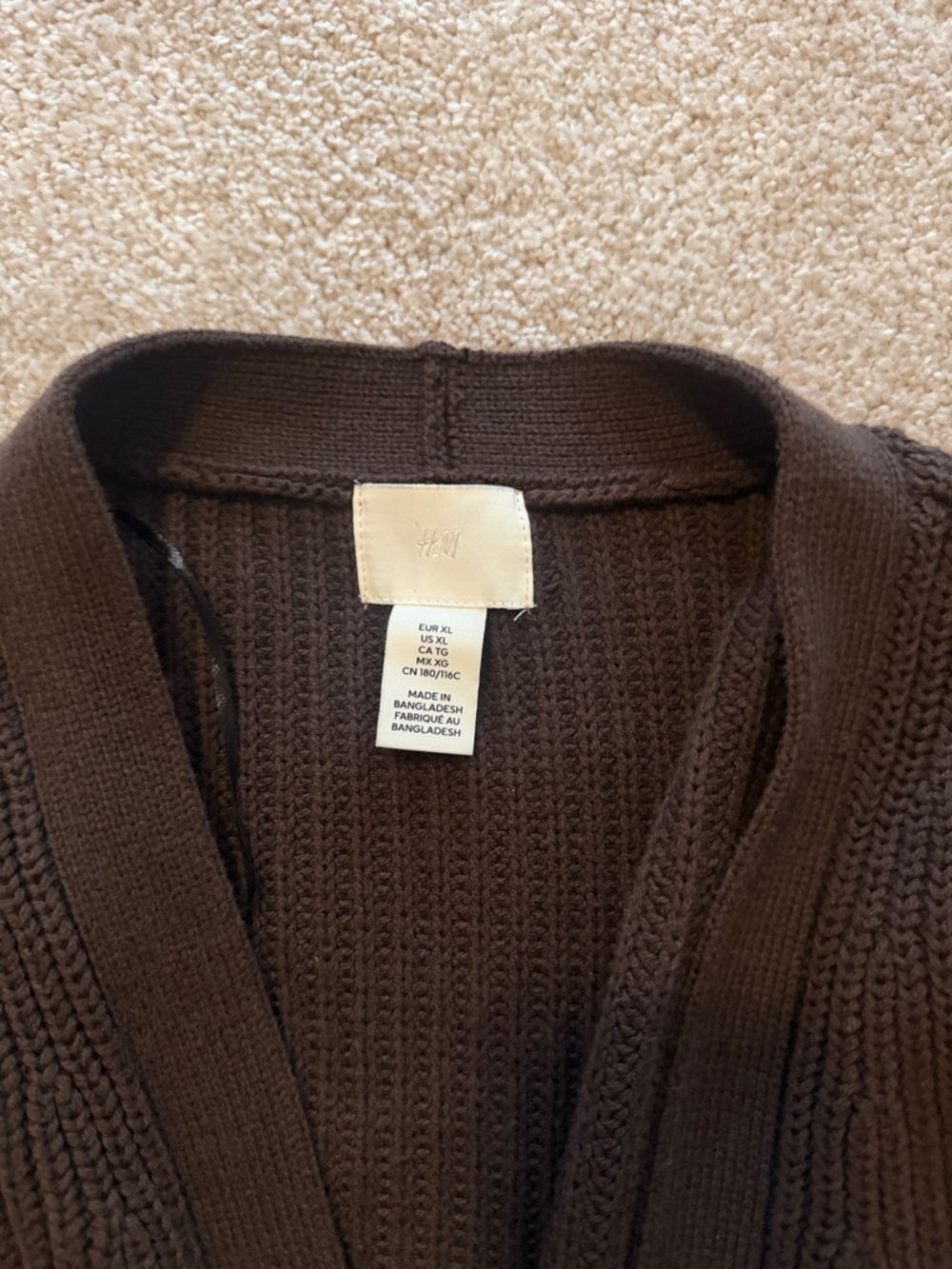 H&M Dark Brown Ribbed Button-Front Cardigan - Picture 2 of 2